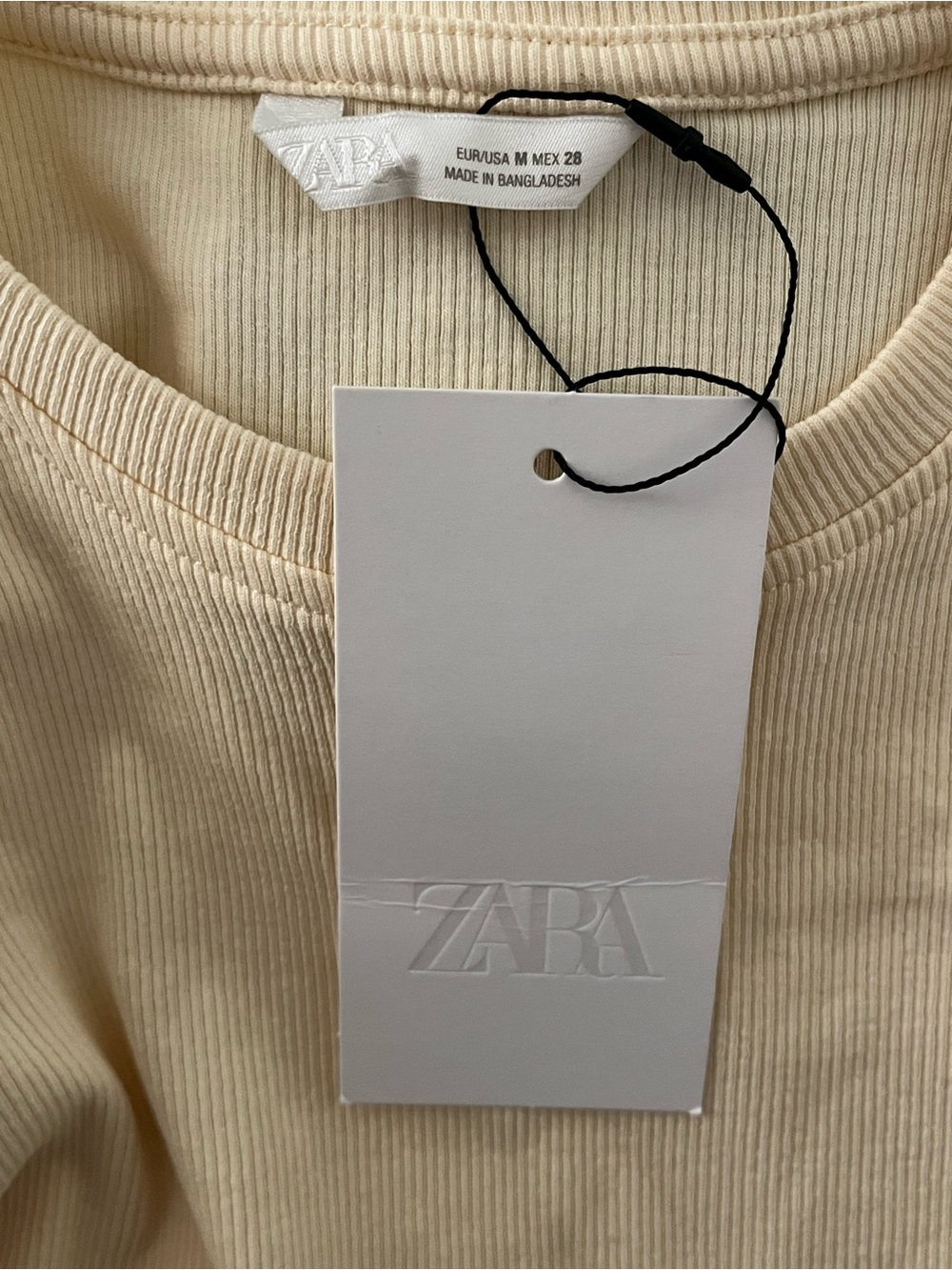 Zara Cream Ruffle Sleeve Ribbed Knit Top - Unbranded - Picture 4 of 6